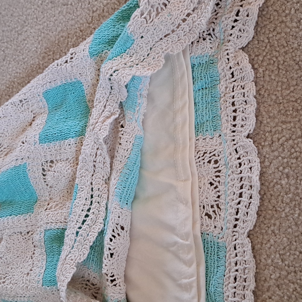 AZ Crochet Vest and Skirt Set in Cream and Turquoise - Picture 6 of 8
